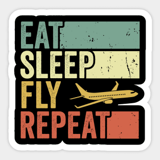 Eat Sleep Fly Repeat Pilot Funny Aviation Lover Sticker